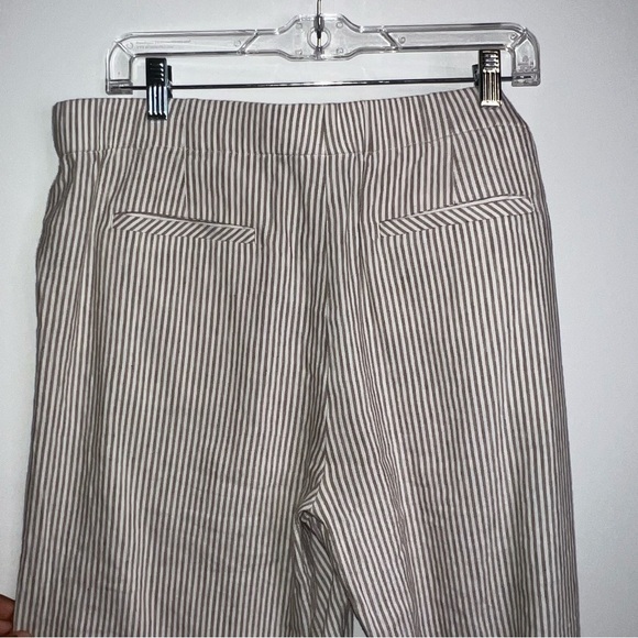J. Jill Tan and White Striped Linen Blend Cropped Pants - Picture 9 of 9
